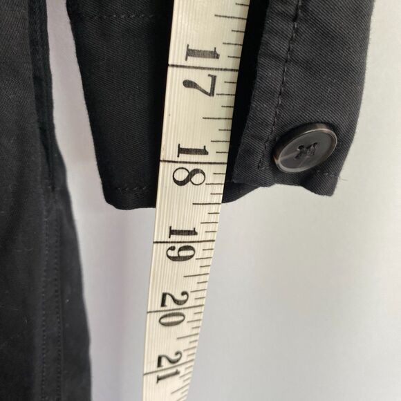 Gap Collarless Henley Pocket L/S True Black Khaki Midi Shirt Dress Size Small - Picture 13 of 16